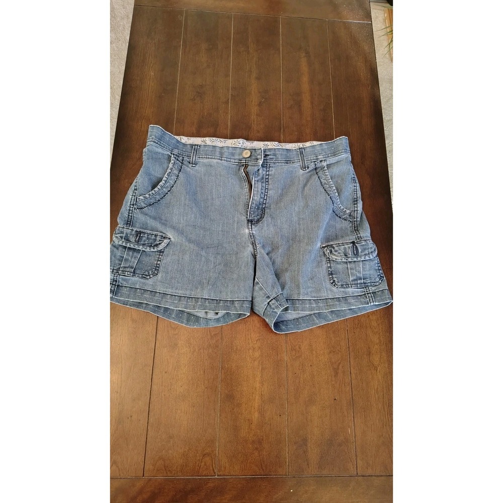 Lee Comfort Waistband Women's Stretch Blue Jean Bermuda Shorts 33